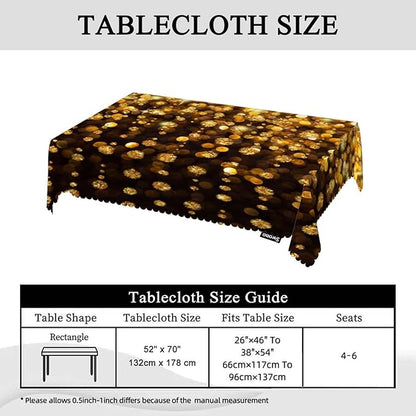 Swono Rectangle Tablecloth Merry Christmas Table Cover 52x70 Inch Sparkling Golden Light Christmas Heavy Duty Table Cloth for Rectangle Tables Decorative Tablecloth for Dining Party Camping BBQ