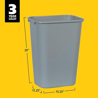 Rubbermaid Commercial Products Deskside Wastebasket/Trash Can, 10.25-Gallon/41-Quart, Gray, Plastic, Garbage Can for Home/Office, Fits Under Desk/Sink/Cabinet