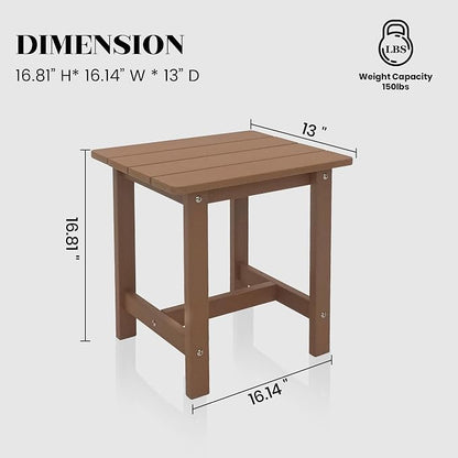 Outdoor Side Table, Weather Resistant Double Small Adirondack Side Table, Outdoor Indoor End Table for Chair, 17" Patio Table for Pool, Deck and Porch, Black (Item1, Teak)