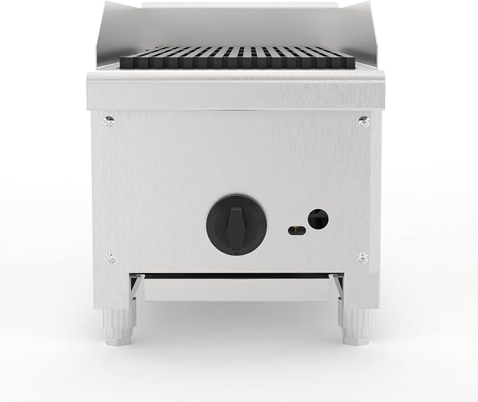 12" Commercial Propane Grill – 28,000 BTU 1-Burner Countertop Gas Grill with Cast Iron Grates & Lava Rocks, Convertible Between Propane & Natural Gas.Gas Charbroiler for Home & Commercial Kitchen.
