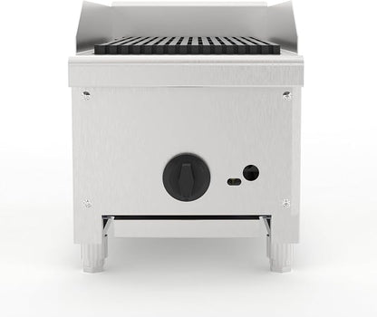 12" Commercial Propane Grill – 28,000 BTU 1-Burner Countertop Gas Grill with Cast Iron Grates & Lava Rocks, Convertible Between Propane & Natural Gas.Gas Charbroiler for Home & Commercial Kitchen.