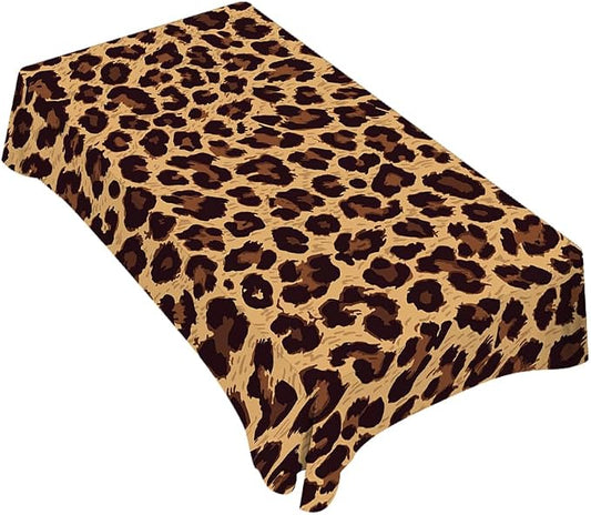 TKS MITLAN Leopard Textures Brown Tablecloth 60x84 Inch Rectangular Animal Skin Fur Spots Circle Lifelike Fashion Design Oblong Table Cloth Kitchen Table Decorations for Home Dinner Party
