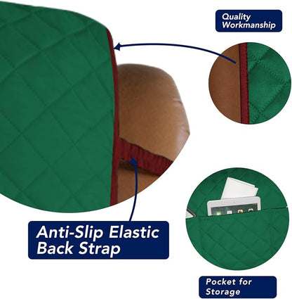 PureFit Reversible Recliner Chair Covers Couch Covers for Dogs, 28 in | Green/Red, Water Resistant Couch Protector, Washable Pet Couch Cover with Non Slip and Elastic Straps For Kids