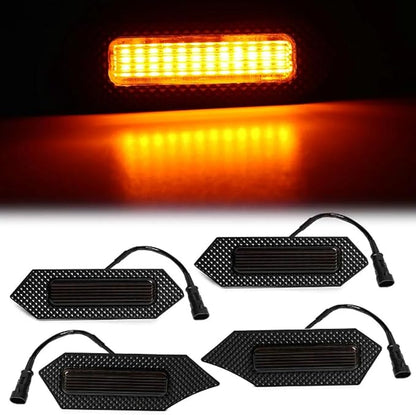 4Pcs Front Bumper Led Grille Lights Kit Smoked Lens Housing Amber for 2024 Toyota Tacoma TRD Series & Trailhunter Model Grilles (Black Shell)