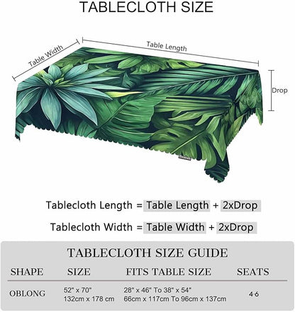 Tropical Leaves Kitchen Tablecloth Exotic Beach Palm Green Indoor Outdoor Table Cover Anti-Oil Table Cloths for Wedding Banquet Dinner Tablecloths, 52x70 Inch(4-6 Seats)
