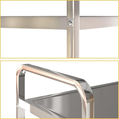 uyoyous 3 Tier Stainless Steel Utility Cart, Commercial Serving Cart | 400 lbs Capacity Heavy Duty Rolling Cart with 360° Rotation Wheels for Kitchen Hotel Restaurant Home, 30" L x 16" W x 33" H
