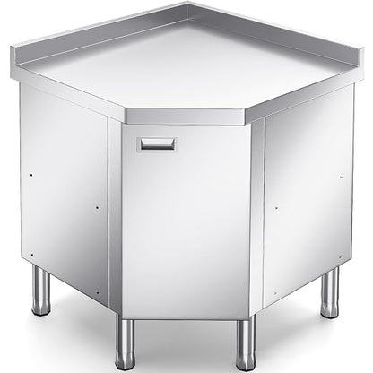 ZZV Corner Stainless Steel Table with Cabinet for Prep & Work Heavy Duty Work Table Commercial Stainless Steel Kitchen Cabinet for Restaurant Hotel Cafe Workshop Garage