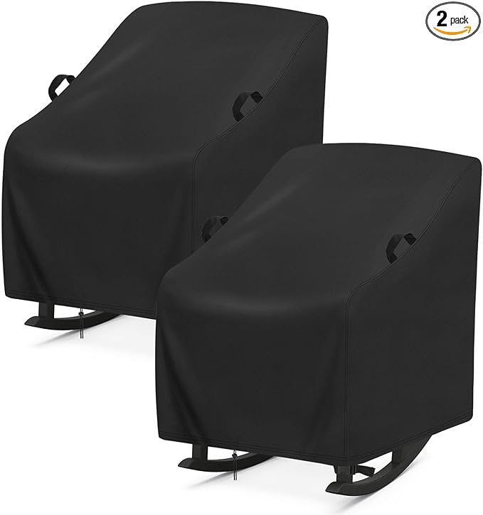 Outdoor Rocking Chairs Set of 2 Cover,420D High-density 420D Cover for Porch Rocking Chairs(2-Pack),All Weather Protector for Porch Rocker(34"L x 27"W x 45"H)