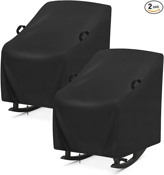 Outdoor Rocking Chairs Set of 2 Cover,420D High-density 420D Cover for Porch Rocking Chairs(2-Pack),All Weather Protector for Porch Rocker(34"L x 27"W x 45"H)
