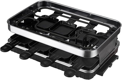 Elevon Electric Korean BBQ Indoor Grill, Table Smokeless Portable Raclette Grill with 8 Mini Grill Cheese Pans, Removable Non-Stick Temperature Control 1500W, Ideal for Parties and Family Fun