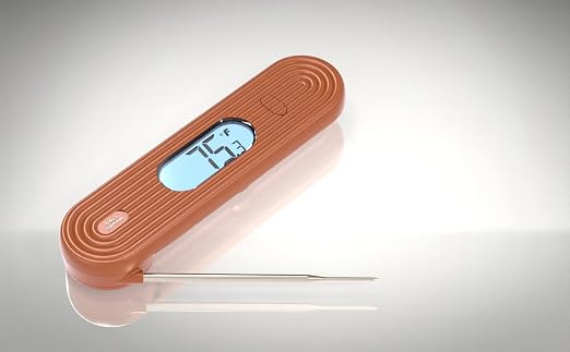 ONLY HUMAN HDP-01 Digital Instant Read Meat Thermometer, High Accuracy Food Cooking Thermometer with Ultra Bright Backlight Display (Terracotta)