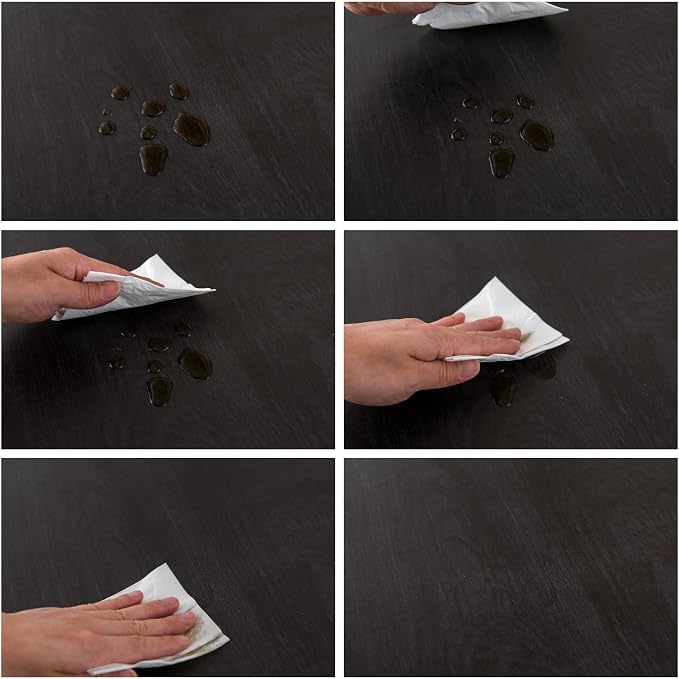 LIBERECOO Round Vinyl Fitted Tablecloth with Flannel Backing Elastic Edge Table Cover Waterproof Stain-Resistant Wipeable Tablecloths Fits 45-56" Round Tables