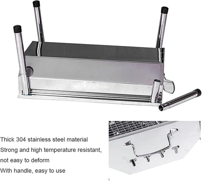 Charcoal Grill Small Stainless Steel BBQ Grill Camping Table Top Grill Portable Foldable Charcoal Grill for Outdoor Camping Cooking, 15.7 x 11.0 x 4.3 Inch Camping Grill