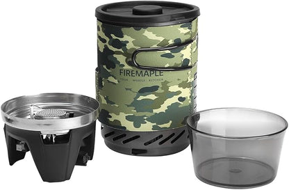 Fire-Maple Fixed Star 1 Backpacking and Camping Stove System, Camo 18oz | 30% Faster Boil with HX Base, Piezo Ignition, Safe & Durable, All-in-One Pot, Compatible with Most Canisters, Portable
