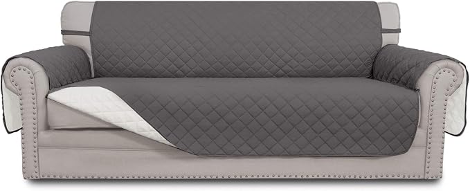 Easy-Going Reversible Couch Cover, 4 Seater Sofa, XX-Large Sofa, Gray/Ivory | Machine Washable Slipcover For Dogs, Water Resistant Furniture Mat For Living Room, Non-Slip Sofa Cover, Pet Friendly