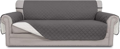 Easy-Going Reversible Couch Cover, 4 Seater Sofa, XX-Large Sofa, Gray/Ivory | Machine Washable Slipcover For Dogs, Water Resistant Furniture Mat For Living Room, Non-Slip Sofa Cover, Pet Friendly