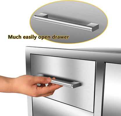 Outdoor Kitchen Drawer Combo, BBQ Access Trash Drawer Combo with Triple Stainless Steel Drawers(Right), Outdoor Kitchen for BBQ Island, Grilling Station, Outside Cabinet (28" W x 19.6“D x 20.1" H)