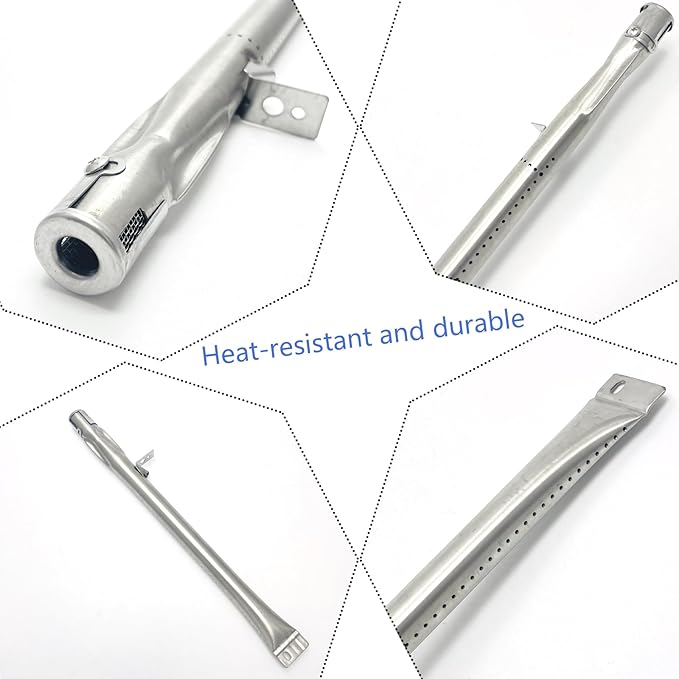 S441 Stainless Steel 6pack 15-1/16" Heat Plate and 16-5/16" Burner Replacement for Brinkmann 810-6680-S Gas Grill