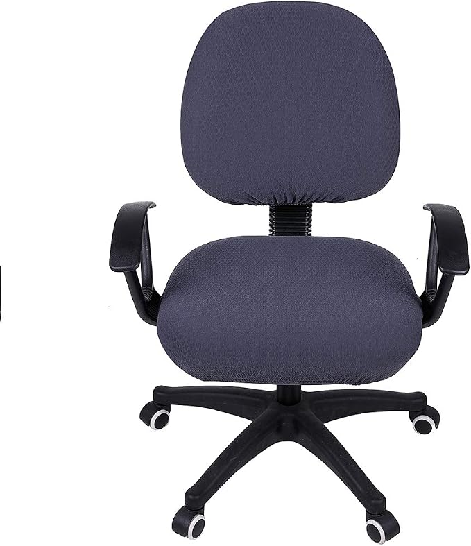 Smiry Office Computer Chair Covers for Desk Rotating Chair Protector | Stretch Jacquard Removable Washable Universal Slipcovers, Seat + Backrest Cover, Dark Grey