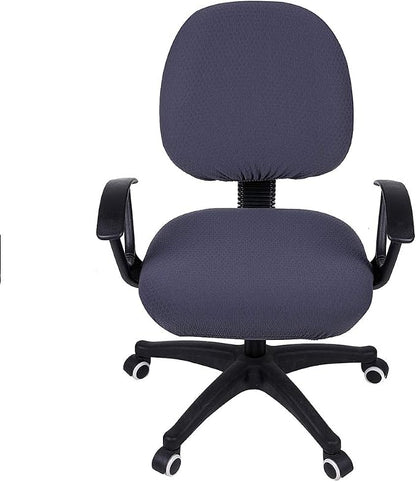 Smiry Office Computer Chair Covers for Desk Rotating Chair Protector | Stretch Jacquard Removable Washable Universal Slipcovers, Seat + Backrest Cover, Dark Grey
