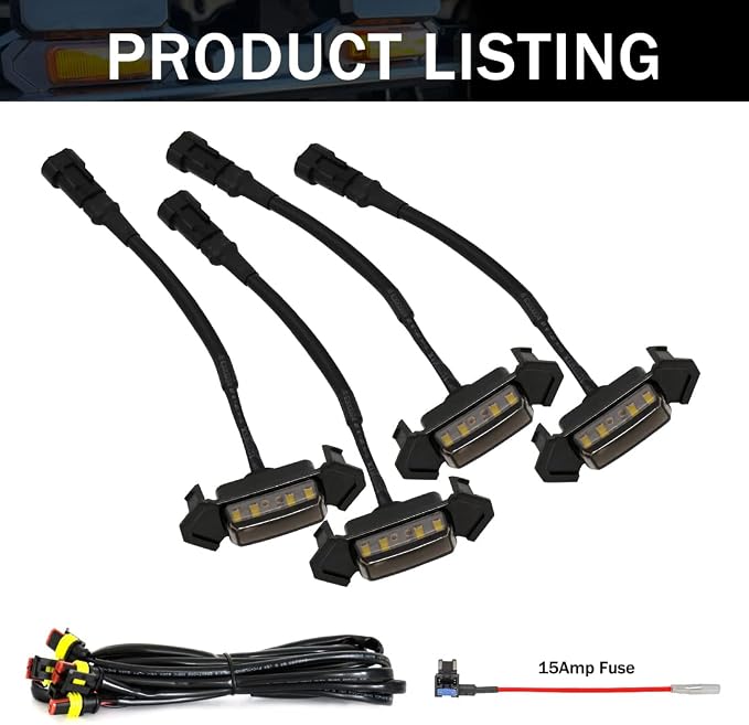 White Grille Lights For Tacoma TRD Pro 2016-2022, 4Pcs Smoked Shell LED Front Grill Light with Wire Harness And Fuse
