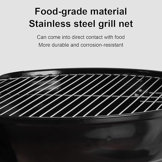 Charcoal Grill - portable BBQ Grill with adjustable air vent, wheels, hanlde - Charcoal Kettle Grill for outdoor, camping, backyard, picnics, party parties