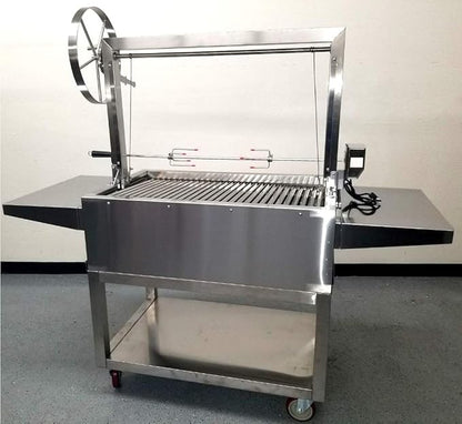 Charcoal Outdoor BBQ, Stainless Steel #430 Body and #304 Grates, Rotisserie Parrilla Santa Maria/Argentine Grill Spit