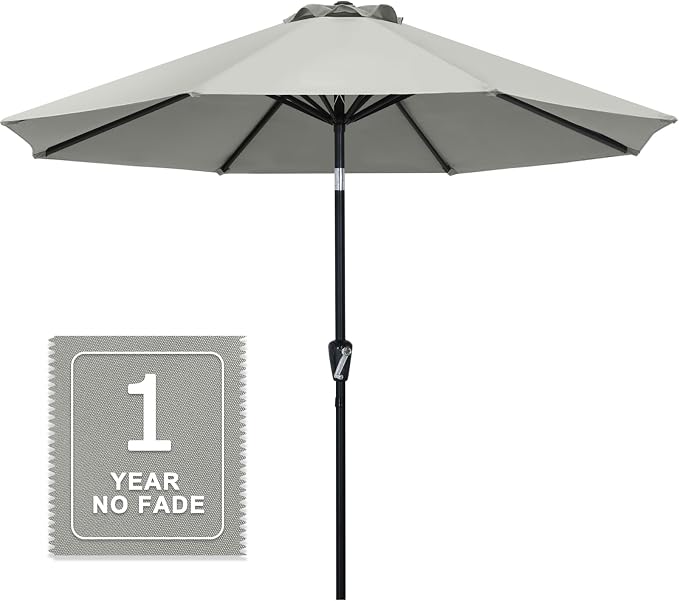 MASTERCANOPY 10ft Patio Umbrella with Tilt & Crank, Light Gray | 8 Sturdy Ribs, Vented Top, UV & Water Resistance, Quick Setup – Perfect for Garden, Deck, Backyard, Pool