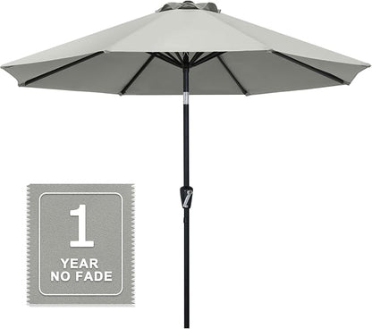 MASTERCANOPY 10ft Patio Umbrella with Tilt & Crank, Light Gray | 8 Sturdy Ribs, Vented Top, UV & Water Resistance, Quick Setup – Perfect for Garden, Deck, Backyard, Pool