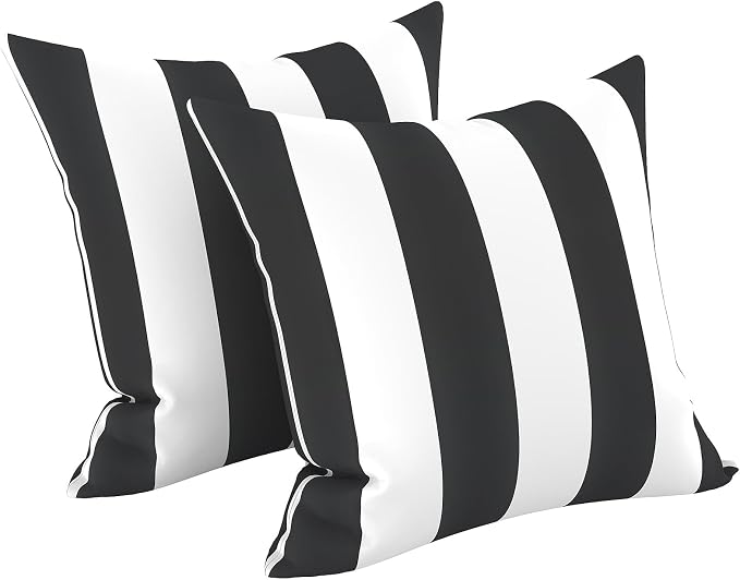 LVTXIII Outdoor Pillow Covers 20x20 Inch, 2 Pack Large Square Throw Pillow Cases, Fade-Resistant Cushion Covers for Patio Furniture Sofa, Garden Porch, Cabana Black