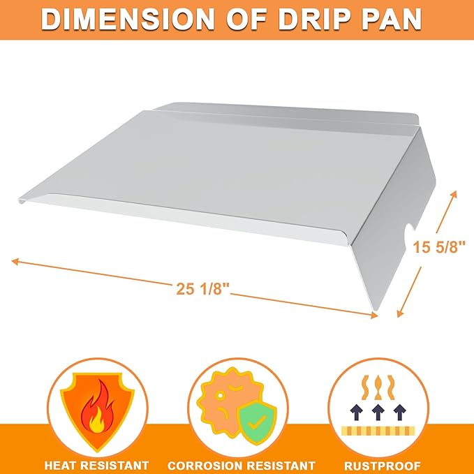 Drip Pan for Z Grills 700 Series Pellet Smoker Grills Heat Baffle Z Grill Replacement Parts Z Grills 7002B, 7002E, 700C, 700D, 700E Accessories, Stainless Steel Grease Drip Tray Parts