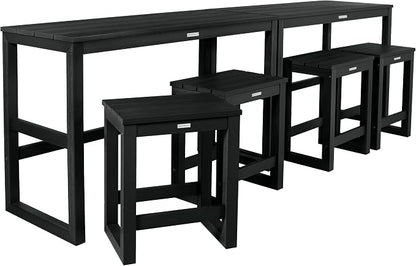 highwood Monroe 6-Piece Counter Height Modern Balcony Set, 2 Tables and 4 Stools, Black