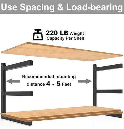 Lumber Storage Metal Rack, 3-Level Wall-Mounted Organizer and Wood Rack, Indoor & Outdoor Storage Solution for Workshop or Garage - 1 Pack