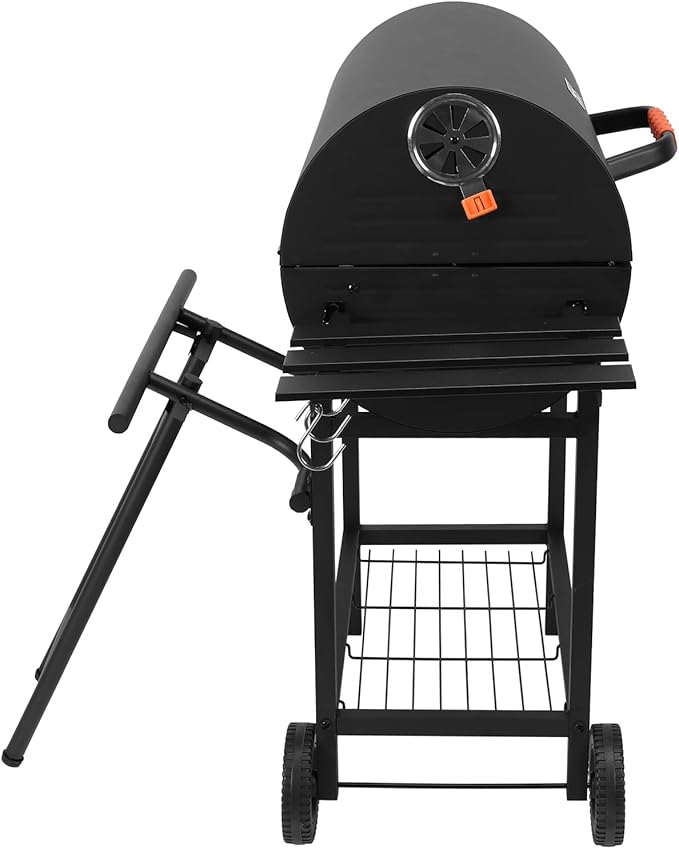 Barrel Barbecue Charcoal Grill 871 Square Inches Cooking Area Outdoor BBQ Grill with 2 Foldable Side Tables Charcoal Barrel Grills for Patio Backyard Camping Picnics Tailgating Parties
