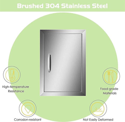 Outdoor Kitchen Single Door BBQ Access 17'' Wx24'' H Flush Mount Island Perfect for Grilling Station and Island, Silver