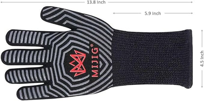 Extreme Heat BBQ Grilling Gloves with Non-Slip Silicone Grip Design (EN407 Lab Certified)