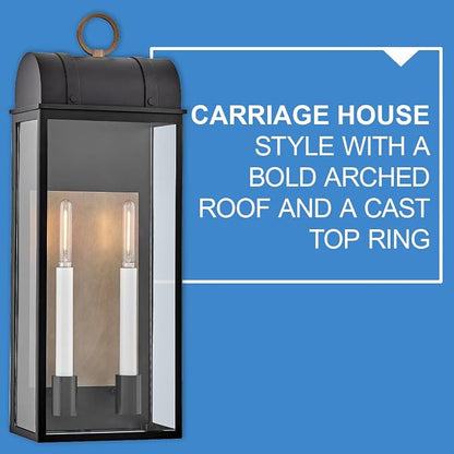 Hinkley Campbell Large Outdoor Wall Mount Lantern, Black/Burnished Bronze