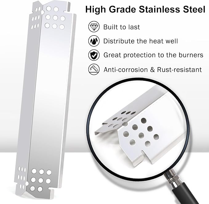 Criditpid Grill Replacement Parts for Nexgrill 720-0882A Gas Grill, Stainless Steel Grill Cooking Grate, Heat Plate, Burner Tube and Igniter for Nexgrill Evolution Infrared Plus 5-Burner Parts.