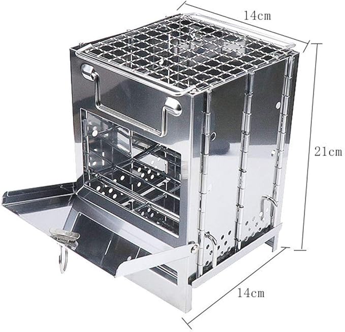 Portable Charcoal Grill for Camping BBQ, Stainless Steel Foldable Outdoor Barbecue Grill with Mesh Carry Bag, Ideal for Garden Party & Travel,A-1
