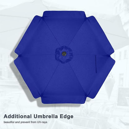MASTERCANOPY 7.5ft Patio Umbrella with Valance, Crank & Tilt, Blue | 6 ribs, UV/fade-resist, waterproof, vent, for garden/deck/yard/pool