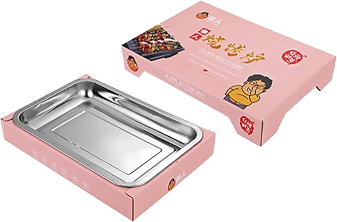 Portable and Compact Disposable Charcoal Grill - Detachable Stainless Steel BBQ Smoker Grill for Outdoor Camping(Pink)