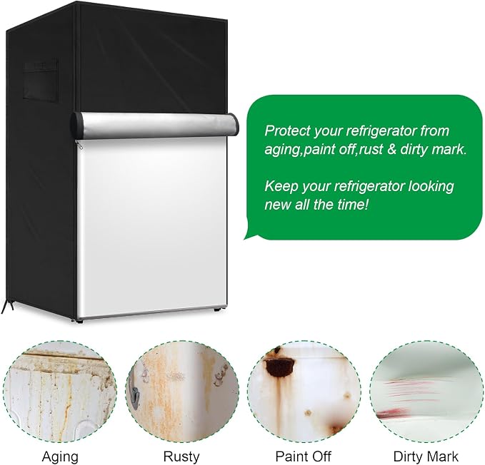 Outdoor Refrigerator Cover Dustproof Freezer for Protecting Upright Freezers/Beverage Refrigerator Compact 3.0 Cubic Foot Freezer Covers Outdoor (Black, 22" x 23" x 34")