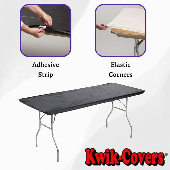 6' Rectangular Plastic Table Covers 30" x 72", Bundle of 10 (Black)