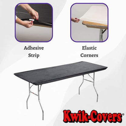 6' Rectangular Plastic Table Covers 30" x 72", Bundle of 10 (Black)