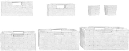 Sorbus Storage Baskets for Organizing (Set of 7), Mesh Hand-Woven Design, Linen Closet Organizers and Storage, Organizer Storage Baskets for Shelves, Variety Pack Organizers and Storage (White)