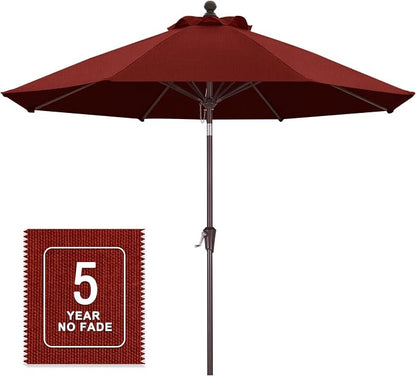 MASTERCANOPY 9ft Olefin 5-Year-Non-Fading Patio Umbrella Burgundy | UV/Water/Fade-Resistant Canopy, Vented Top, 8 Fiberglass Ribs – Ideal For Deck, Yard, Market