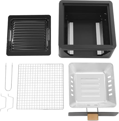 Portable Charcoal Grill, Small Tabletop BBQ Grill Household Barbecue Stove, Legs Foldable Barbeque Grill Set w/Charcoal Basin Furnace Body Baking Tray Grill Mesh, for Outdoor Camping and Picnics