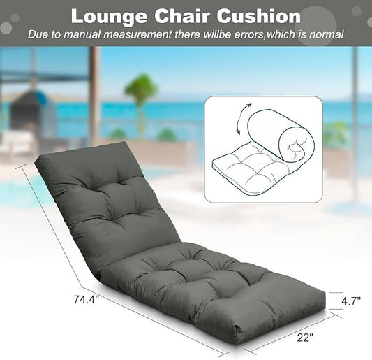 Outdoor Lounge Chair Cushions, 74.4 x 22 x 4.7 Inches Waterproof Fade Resistant Patio Cushion for Chaise Lounger