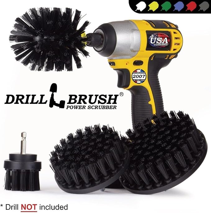 Drillbrush BBQ Grill Cleaning Kit Drill Brush Set - Safe Nylon Grill Brush | Nylon Ultra Stiff Power Scrubber Attachments for Loose Paint, De-Scaling Rust & Graffiti Removal on Stone, Brick & Masonry