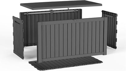 Pepe Tee Waterproof Resin Deck Box, Outdoor Storage Bin for Patio Furniture Cushions, All-Weather Garden Organizer & Seating Bench, Black